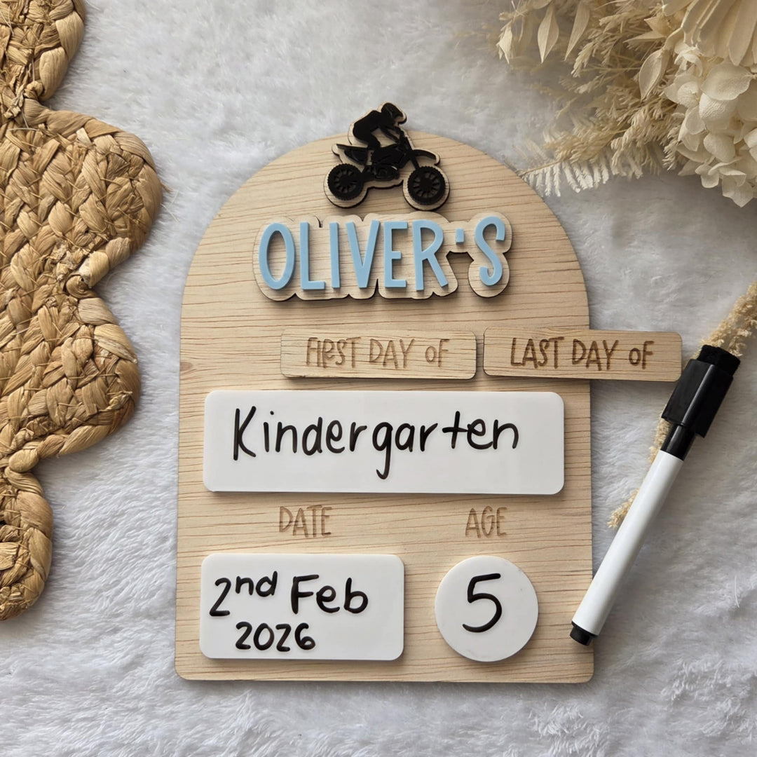 Personalised First & Last Day School Milestone Board – Charm Edition