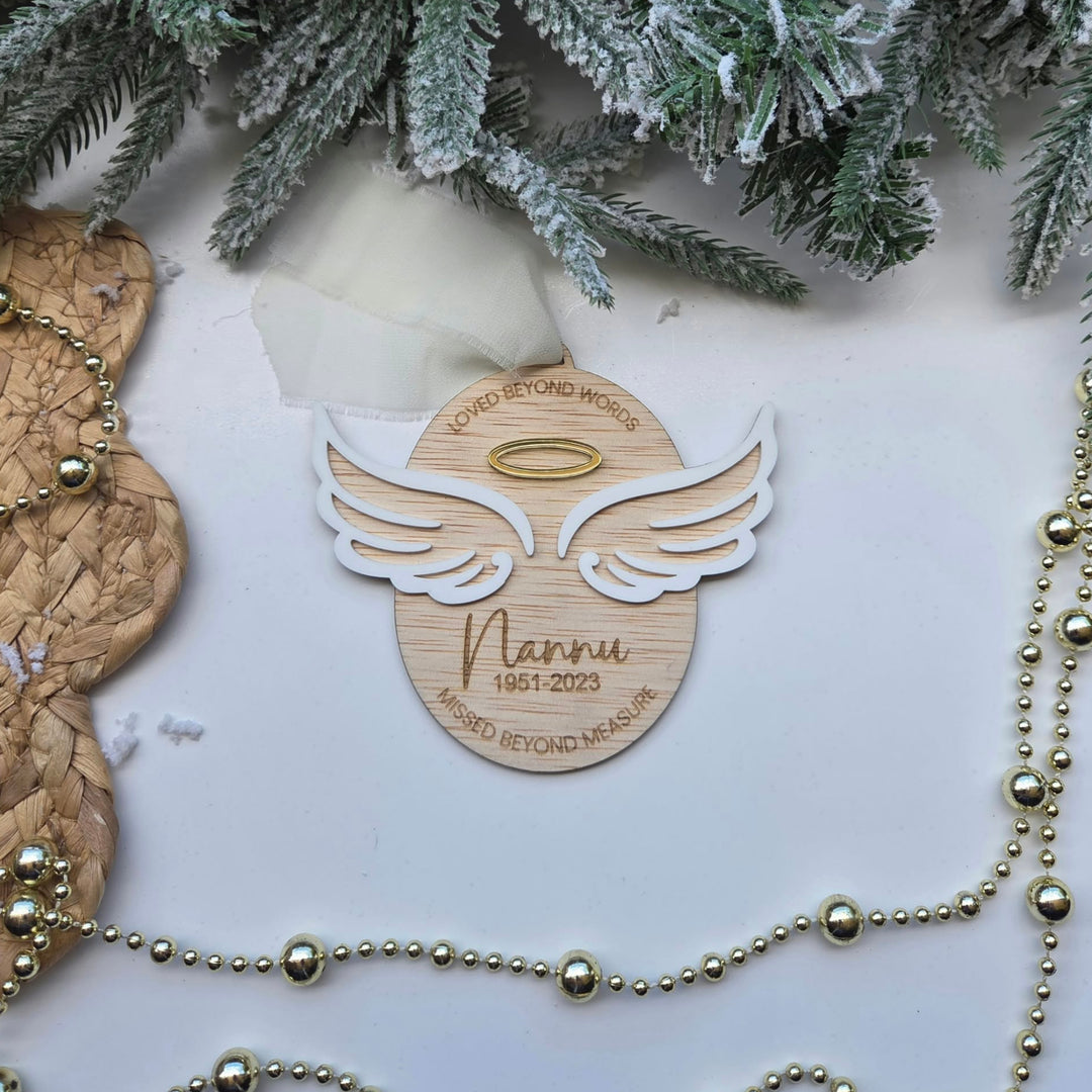 Personalised Memorial Angel Ornament | Christmas Remembrance Bauble
