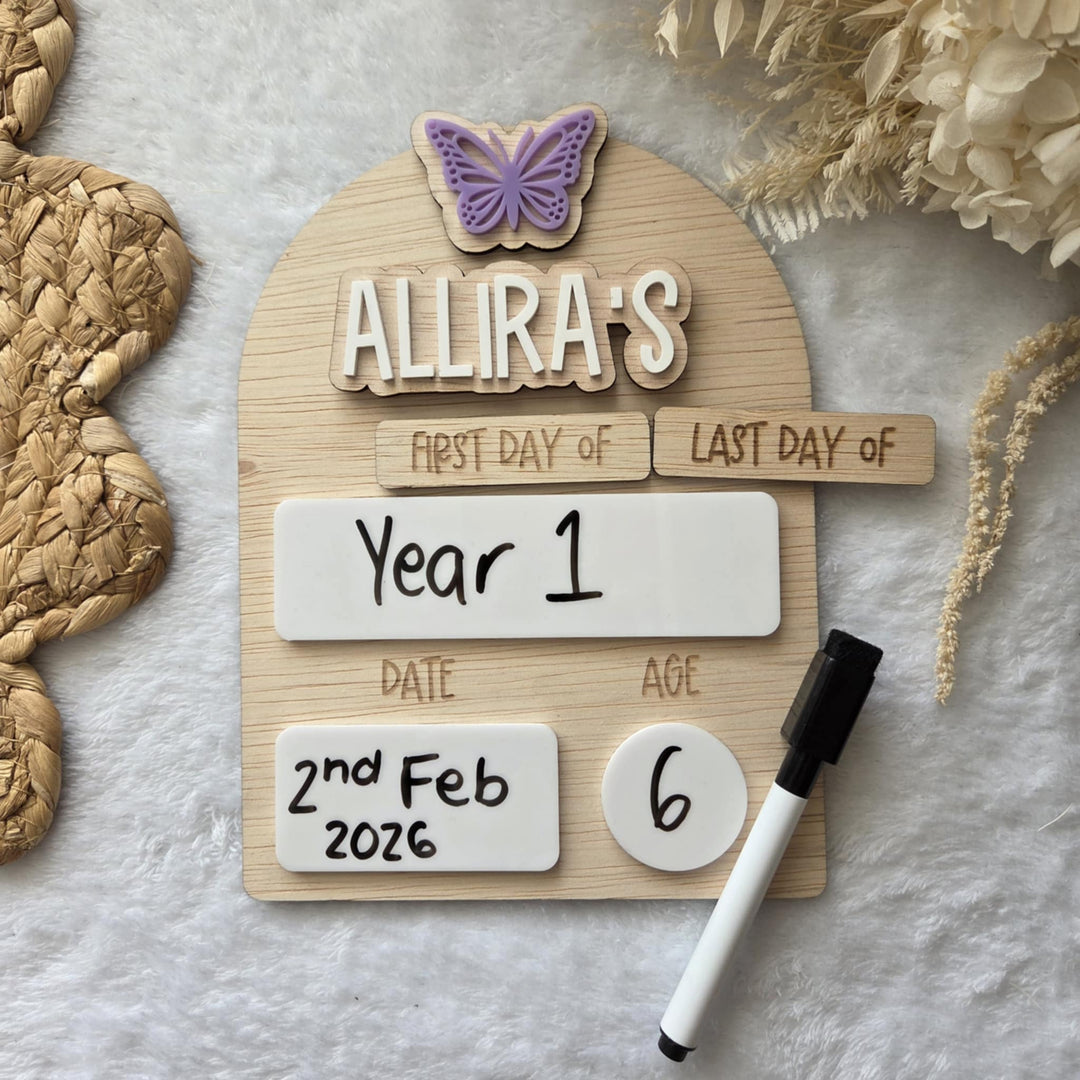 Personalised First & Last Day School Milestone Board – Charm Edition