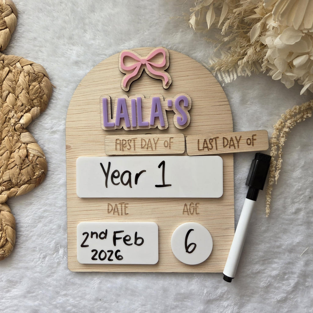 Personalised First & Last Day School Milestone Board – Charm Edition