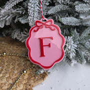 Oval Personalised Bow Initial Ornament
