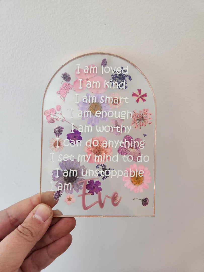 Pressed Florals Affirmation Plaque