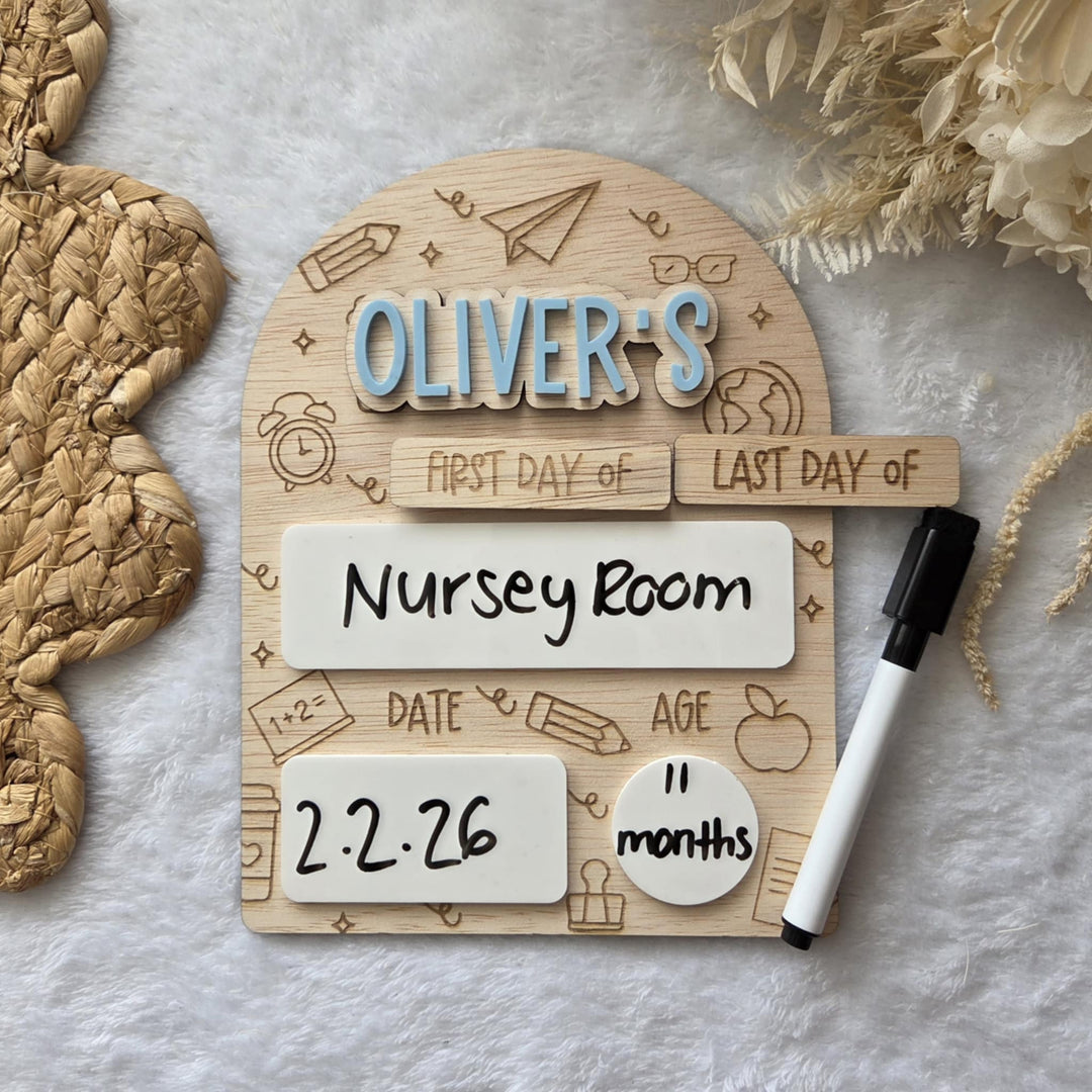 Mini Personalised First and Last day Milestone Board