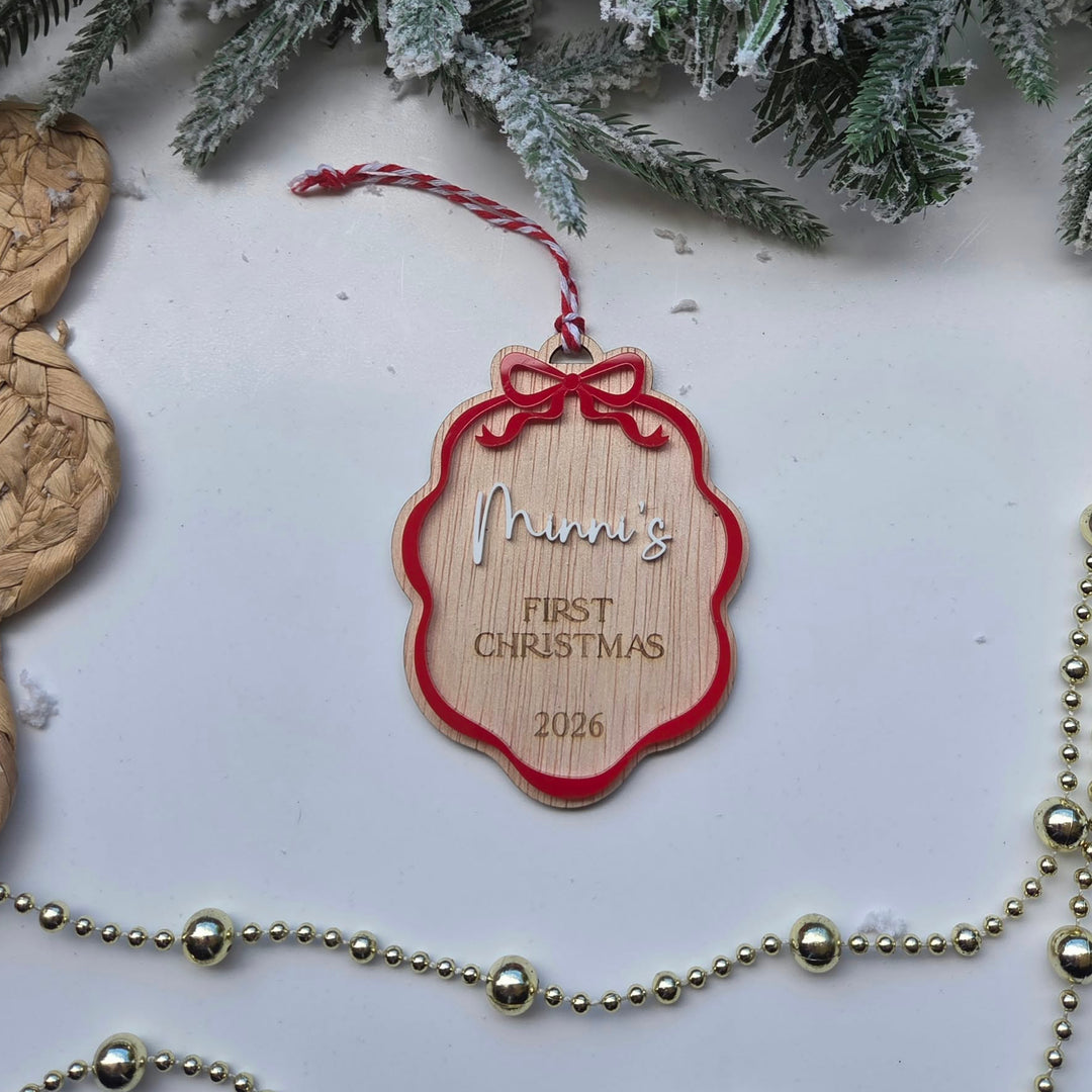 Personalised Baby's First Christmas Vintage Bow Ornament