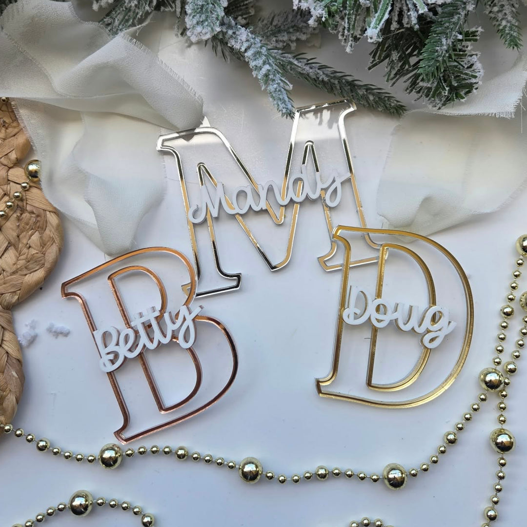Personalised Initial Christmas Ornament | Acrylic Name Bauble