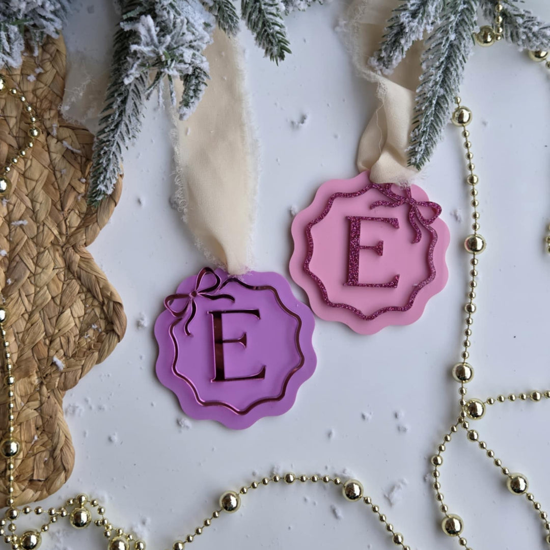 Wavy Personalised Bow Initial Ornament
