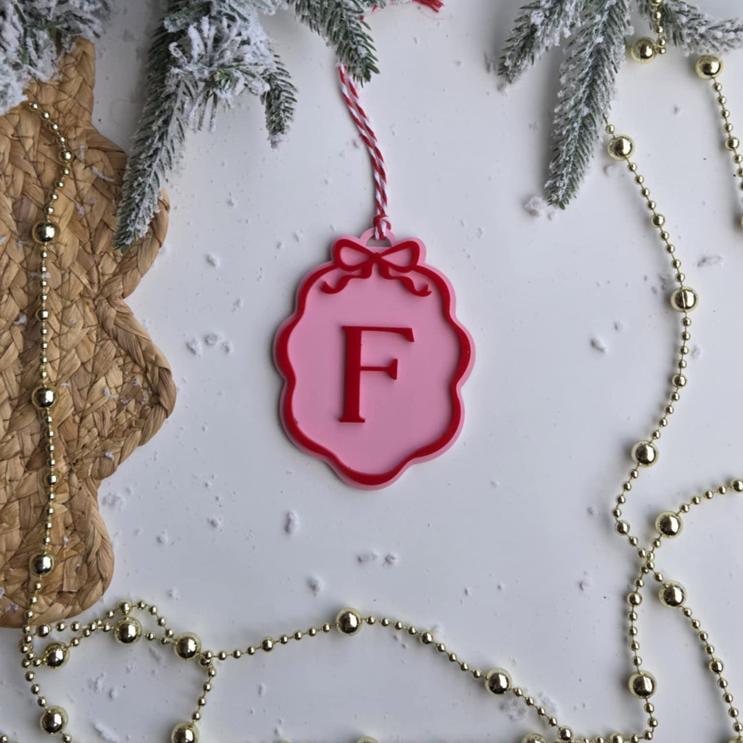 Oval Personalised Bow Initial Ornament