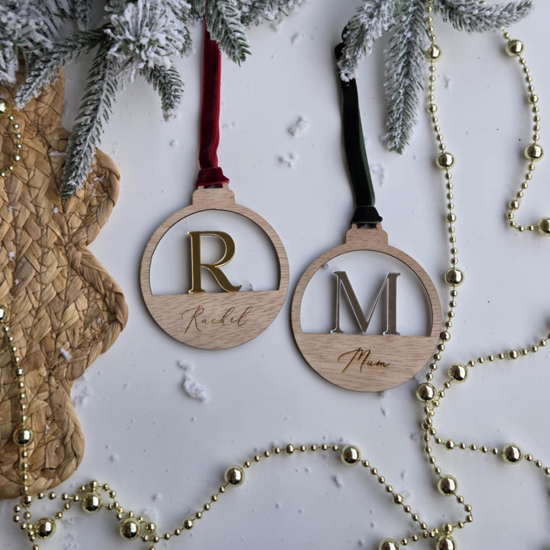 Wooden Personalised Initial Bauble