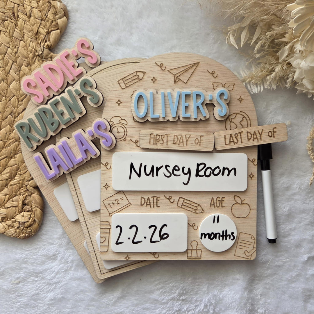 Mini Personalised First and Last day Milestone Board