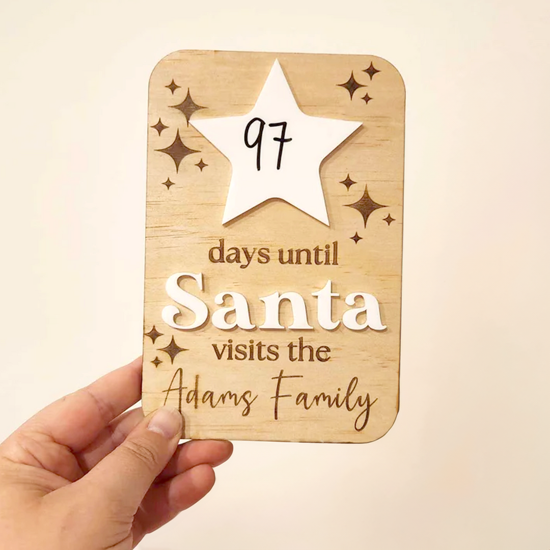 Christmas Countdown Plaque – Personalised Festive Holiday Decor