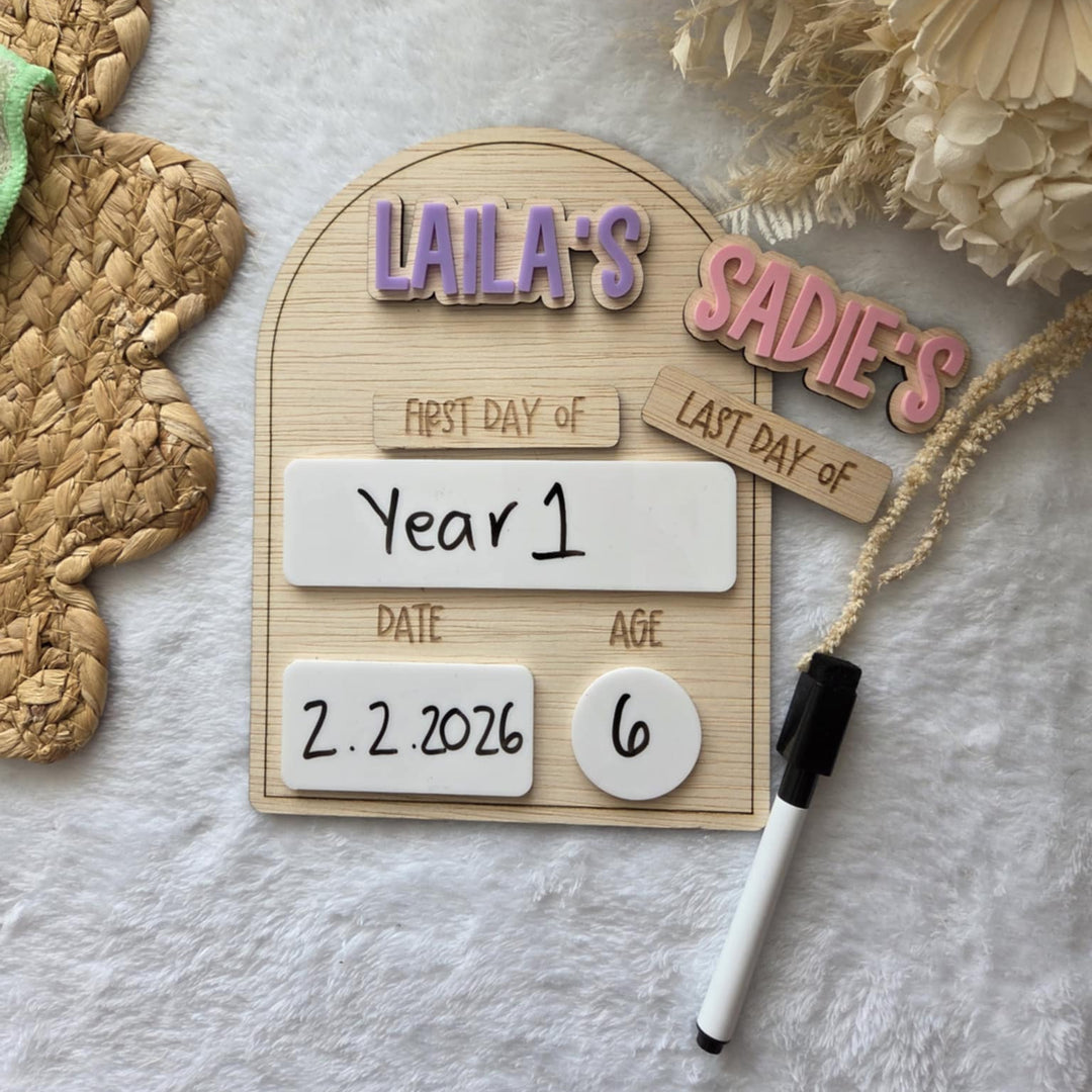Mini Personalised First and Last day Milestone Board