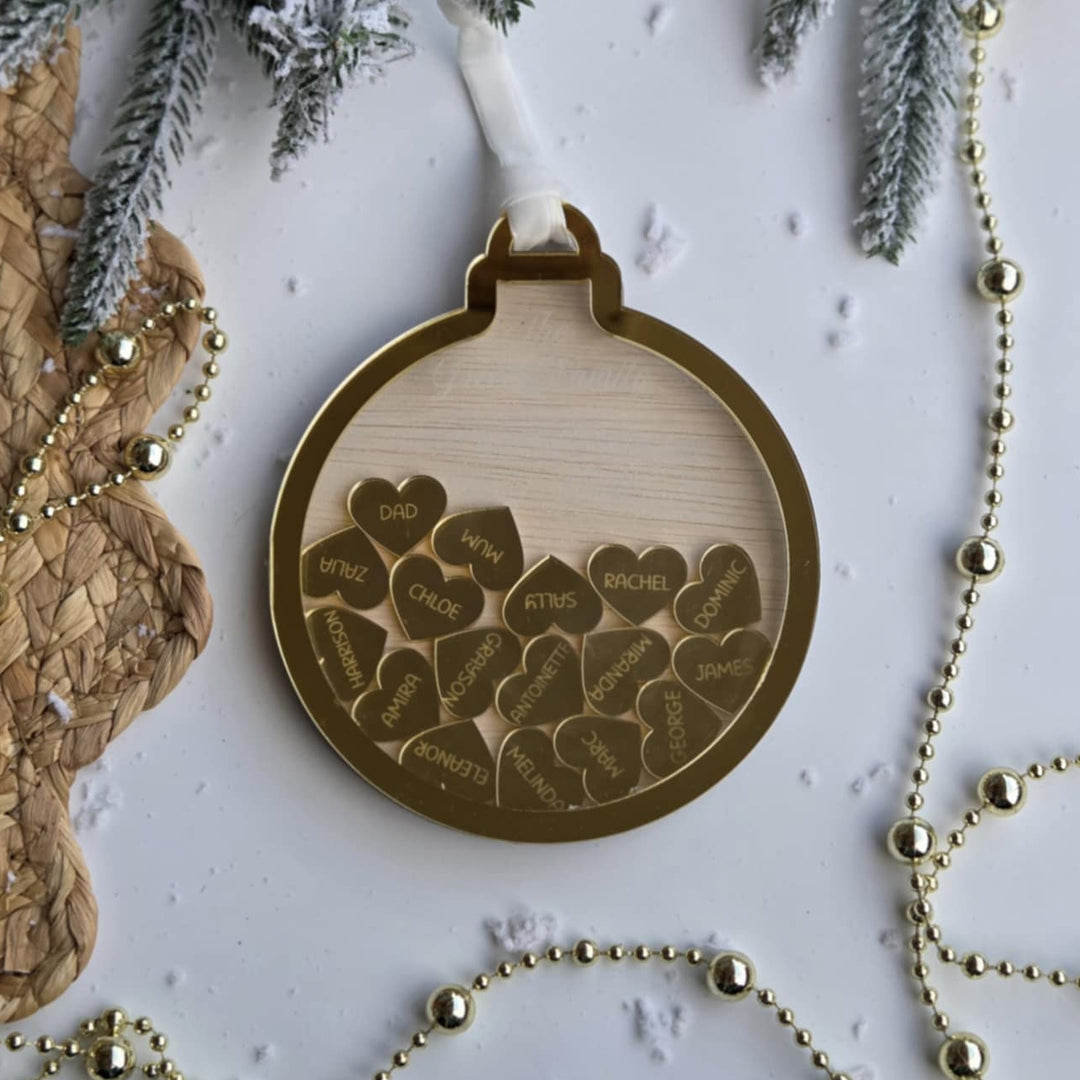 Family Name Bauble | Floating Hearts Edition