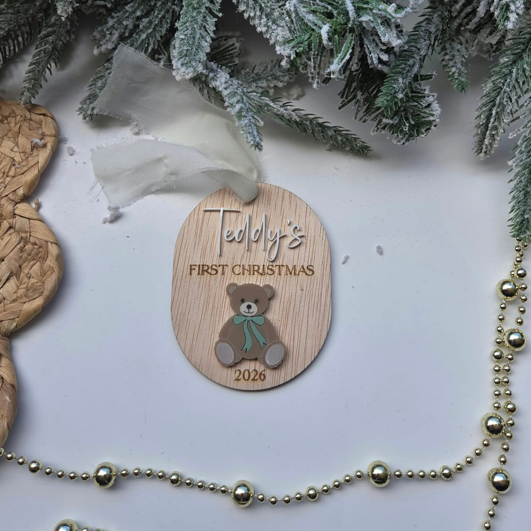 Personalised Baby's First Christmas Teddy Bear Ornament