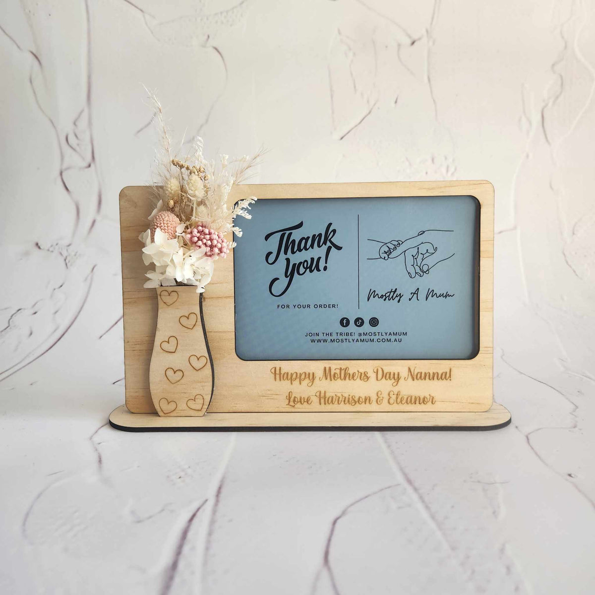 Everlasting Floral Frame | Unique 4x6 Wooden Photo Frame with Florals ...