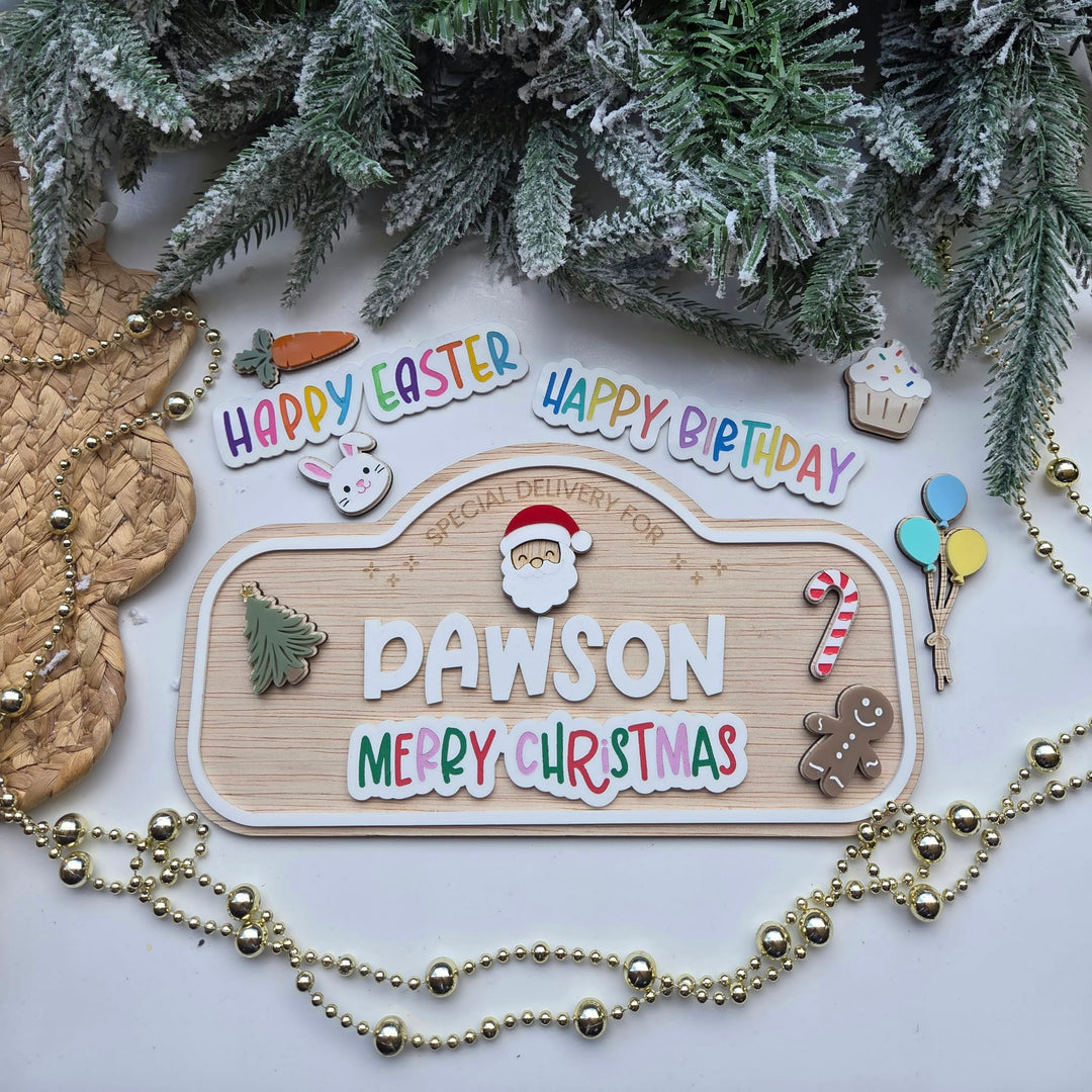 Personalised Celebrations Plaque & Crate | Interchangeable Special Occasion Sign