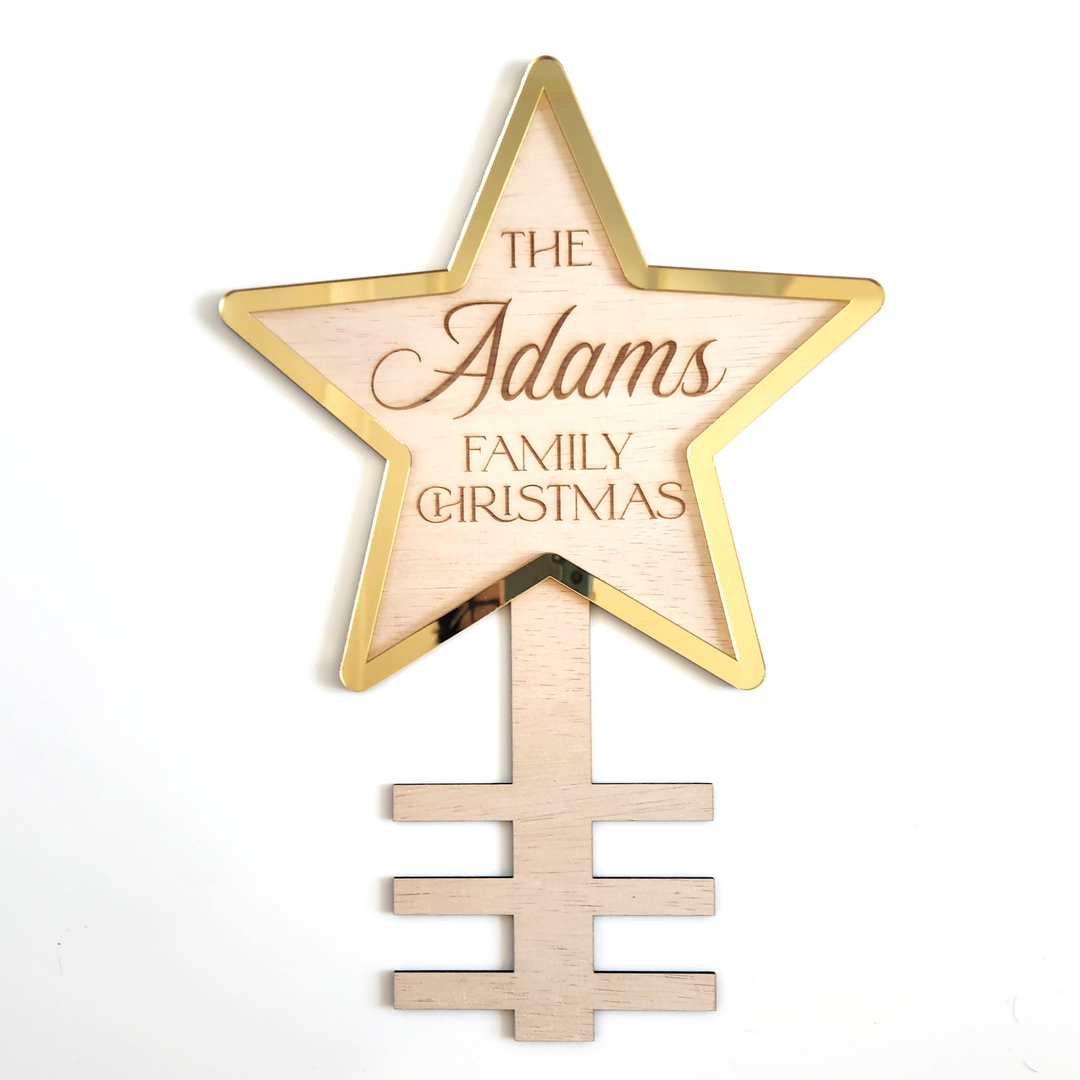 Personalised Family Christmas Star Tree Topper