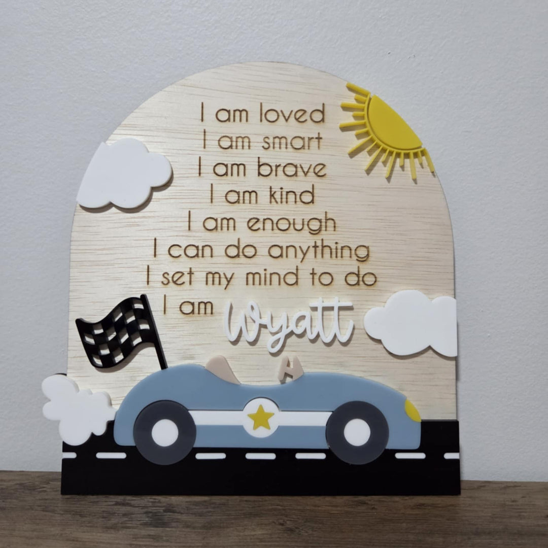 Affirmation Plaque | Race Car