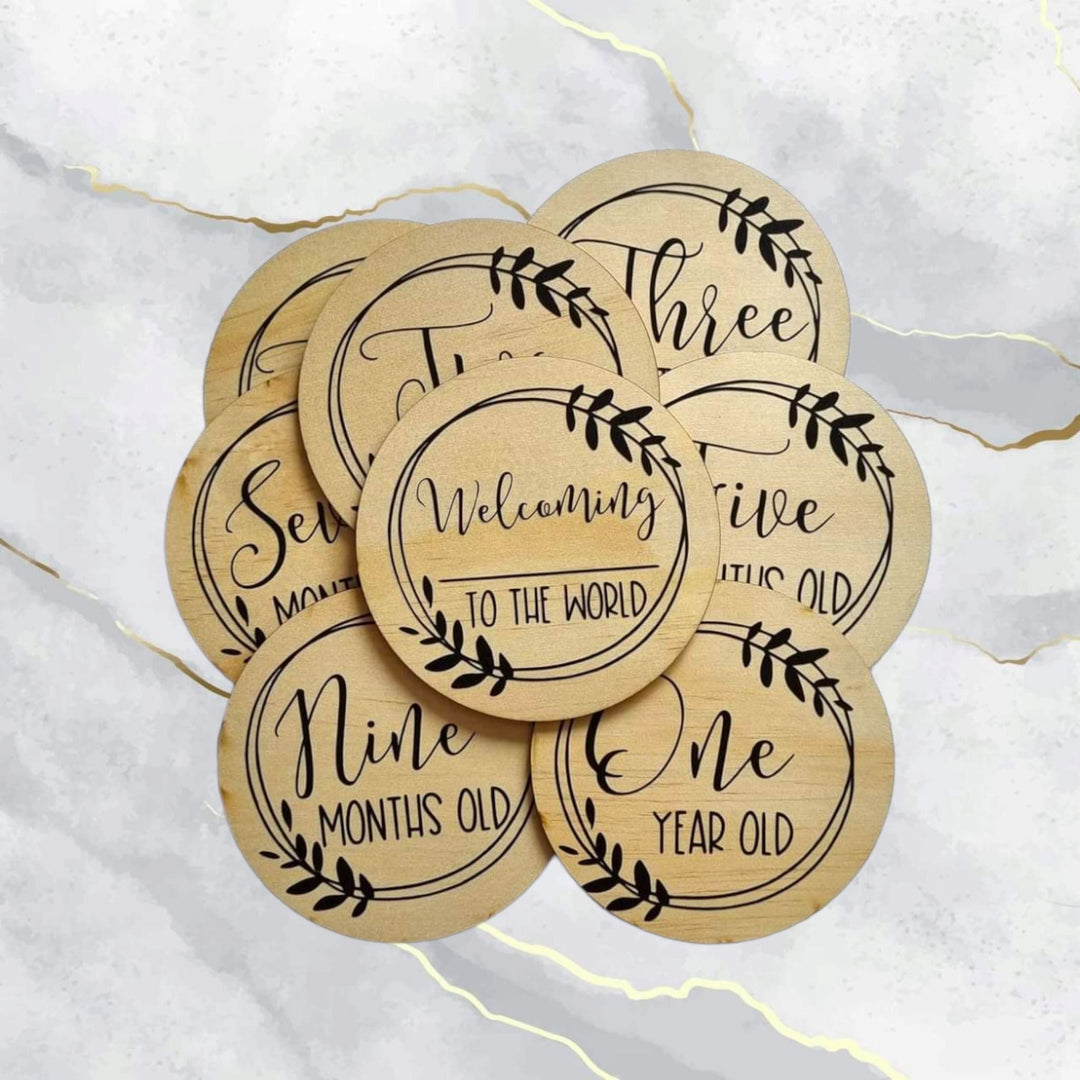 Plywood Milestone disc | Welcoming | 8 pack